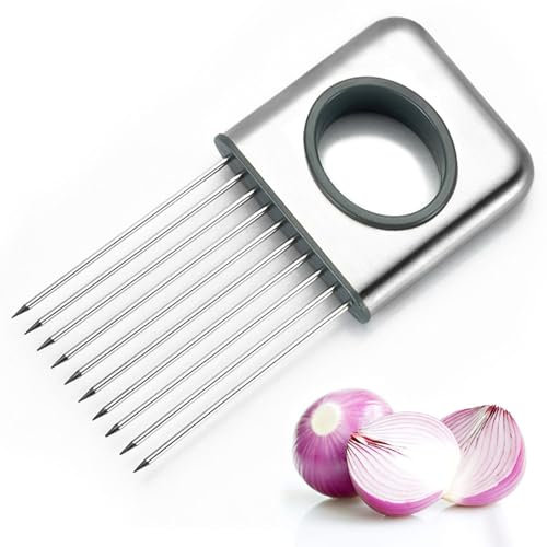 Tagliatrice di Verdure, Gadget Forchetta in Acciaio, Forchetta per Cipolla, Acciaio Inossidabile, Per Gadget da Cucina, Coltelli Tritatutto, Verdura e Frutta (13 * 6,2 * 1,6 cm)