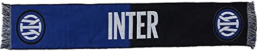 Officiell INTER halsduk ny logotyp 2021 Jacquard svart akryl scarf SCJINLNMETA01, Svartblå, 22x140cm