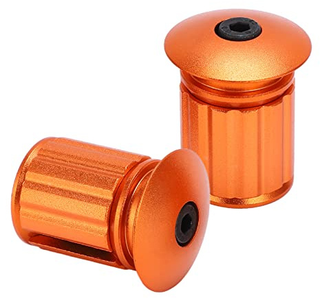 SPYMINNPOO Handlebar Caps, Aluminum Bike Handlebar Plug Handlebar End Caps for Most Road Mountain Bike MTB Fixie(orange)