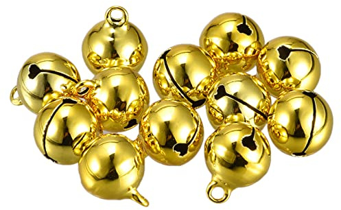 sourcing map Cascabel Campanas, 14mm 12 Piezas Pequeñas Campanas para Artesanía Bricolaje Navidad Decoración, Dorado Tono