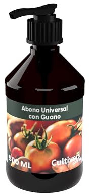 CULTIVERS Engrais Liquide Universel au Guano 500 ML Bio pour Tous Types de Plantes .NPK 4-4-4 avec Distributeur pour Une Application Facile. Améliore la rhizosphère, retient l'eau et oxygène Le Sol