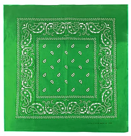 Bandanas 100 % coton pour femme / homme / enfants, unisexe avec motif Paisley, mouchoir couvre-chef, écharpe pour cheveux / cou / poignet / tête COD.644, vert, Taille Unique