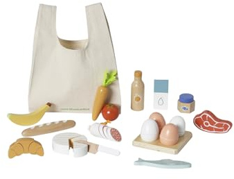 VERTBAUDET Set d'aliments + Sac de Courses en Bois FSC® Bois TU
