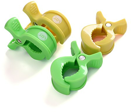 LAT Pinzas Universales para Cochecito, Clip de Mantas para Cochecito, Pinzas para Cochecito y Silla de Coche para Pañales Mantas (Amarillo*2+Verde*2)