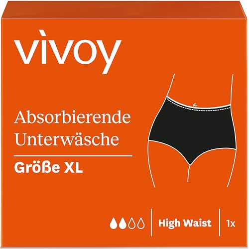 Vivoy Discreet absorbierende Unterwäsche High Waist XL schwarz, diskrete Hygienewäsche, saugstark bei leichter Blasenschwäche, waschbare und wiederverwendbare Inkontinenzunterwäsche für Damen