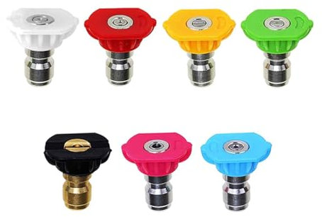 Lot de 7 embouts de buse de nettoyeur haute pression, connexion rapide 1/4, buse de nettoyage pour nettoyeur haute pression, buses de pulvérisation haute performance pour un nettoyage efficace