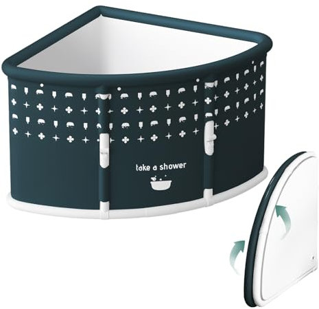 kamulouk Portable Bath, Foldable Bath Tub Adult, Portable Bathtub Adult, Freestanding Surround Collapsible Ice Tub, Effortless Folding Corner Bathtub Green