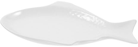 HOMOBABE 1pezzi Piatto Ceramico Forma Di Pesce Per Antipasti e Snack Design Creativo Per Ristoranti e Feste Per Cene Famiglia e Occasioni Speciali Colore Bianco