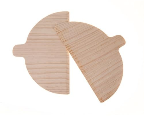Lot de 2 pelle à pizza demi-ronde en bois massif pour four à pizza - Outil spécial pour fromage BAr406 (beige, 21 x 12 x 0,8 cm)
