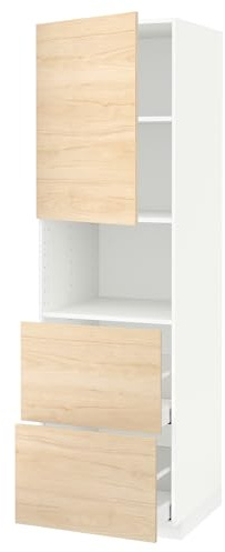 ProTuning METOD/MAXIMERA Hi cab f micro w anta/cassetti 2, bianco/Askersund effetto cenere chiaro, 60x60x200 cm