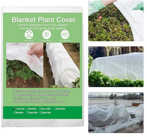 Tessuto non tessuto termico per piante 1.5x10m - Copertura invernale resistente per proteggere alberi da frutto, ortaggi e piante delicate su balconi, terrazzi e giardini durante le gelate
