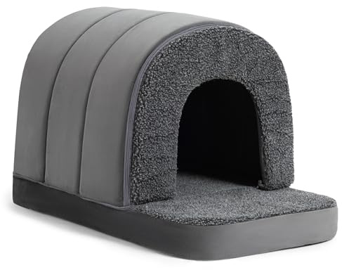 PELZIN Orthopedic Dog Bed House - Indoor Dog Kennel with Egg-Crate Foam - Porched Pet Shelter with Cover Cave - Fits 106cm Crate - Ideal for Extra Large Breeds - 104x68cm