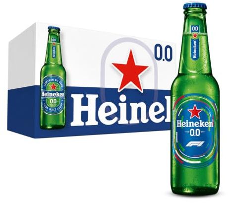Birra Heineken 0.0 Analcolica, Cassa con 24 Bottiglie da 33cl, Birra Lager Analcolica a Bassa Fermentazione, Gusto Bilanciato con Fresche Note Fruttate e Maltate, Corpo Morbido, Gradazione 0,0% Vol