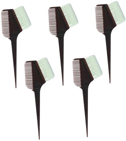 TIKODIDA Kit 5 Pezzi Pettini e Pennelli per Tinta Chioma in Plastica Neri, Facili da Impugnare e Comodi da Usare per Saloni Professionali e Fai da Te