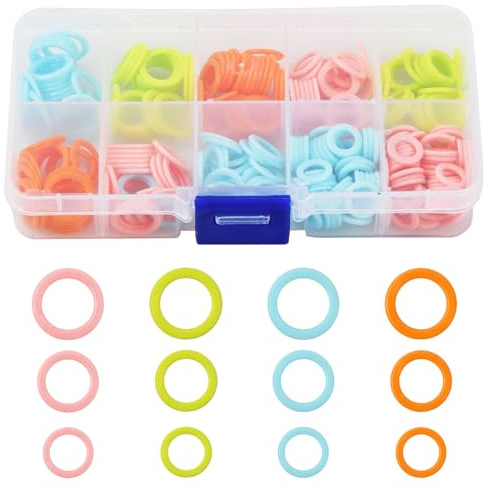 Nivofu 240pcs Crochet Marcadores de Plástico, Anillo de Marcadores de Punto de Colores (S/M/L) con Caja de Almacenamiento Portátil, Varios Contadores de Agujas para Costura, Tejer, Ganchillo