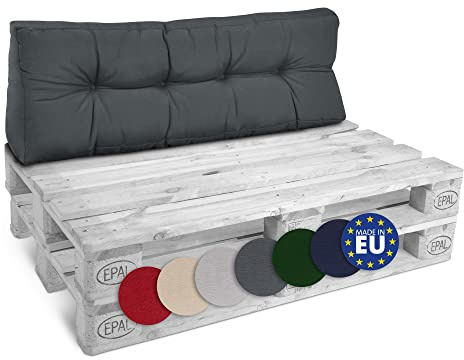 Beautissu Outdoor Ryggdyna Palettkudde 120x40 cm – Vadderad Dyna för Europallsoffa & Lounge Möbler – Ryggkudde till Palettmöbler Utomhus Grafitgrå – Style