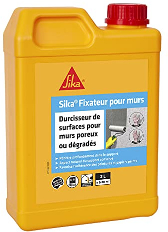 SIKA - Durcisseur de surfaces, antipoussière, sur murs poreux - Sixa Fixateur pour murs, Blanc - Intérieur/Extérieur - Favorise l'adhérence des peintures et des papiers peints - 2L