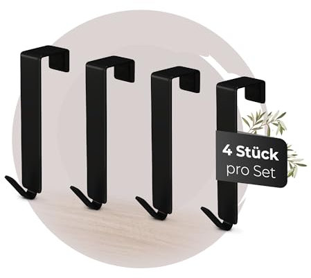 MDCASA Premium Türhaken I Türhaken zum Einhängen inkl. Filzpad I 4 hochwertige & stabile Haken zum Einhängen für alle gängigen Türen