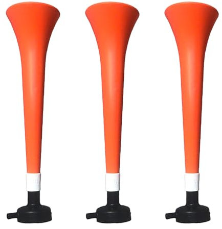 FUN FAN LINE - Pack 3 Vuvuzelas de Plástico Resistente | Trompetas de Animación para Fútbol, Eventos Deportivos y Fiestas | Bocina Ruido Extremo 120 DB | Cotillón para Aficionados (Holanda)