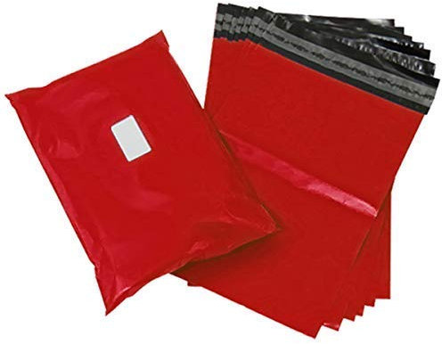 Färg post, poly, post, självförsegling, porto, förpackning, blandade poster, fraktpåsar (17 x 21 (430 x 535 mm), röd, 50)