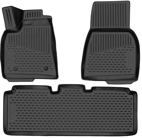 WALSER XTR Gummi Fussmatten Auto für Tesla Model S (5YJS) 09/2012-Facelift 2016, 100% passgenaue Auto Fußmatten, robuste Universal Fußmatte Auto, Gummimatten Auto, Auto Fussmatten Gummi