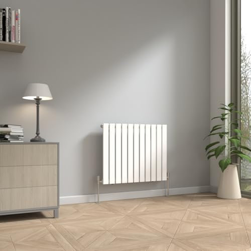 NRG 600 x 748mm Horizontal Radiator Gloss White Single Modern Flat Panel Bathroom Central Heating Heater Radiators