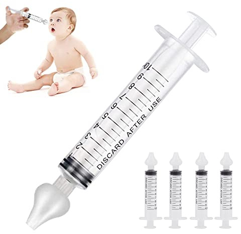 ZEACCT 4 Pcs, Nasal Irrigator Syringe Baby, Nasal Aspirator, Silicone Nasal Suction Tip, Pressure Nasal Syringe, Safe Nose Cleaner Cleanable & Reusable Silicone Nasal Suction Tip (10ML)