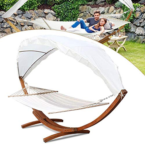 Lospitch hängmattor med ram trä hängmatta med tak hängmatta ram hammock upp till 180 kg, 2 personer utomhus