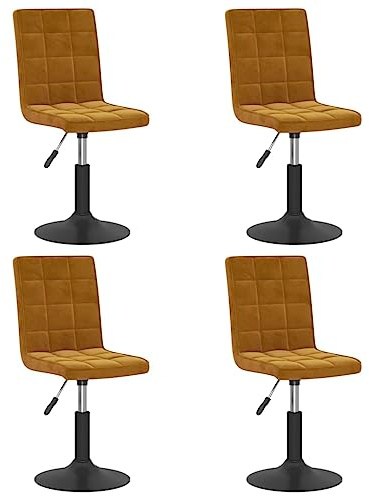vidaXL 4X Esszimmerstuhl Drehbar Höhenverstellbar Küchenstuhl Polsterstuhl Essstuhl Stuhl Drehstuhl Lehnstuhl Stühle Esszimmerstühle Braun Samt