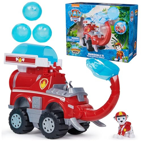 Paw Patrol Jungle Pups, Marshall Elefant Feuerwehrauto mit Projektilwerfer, Spielzeugwagen mit Actionfigur, Kinderspielzeug für Jungen & Mädchen ab 3 Jahren