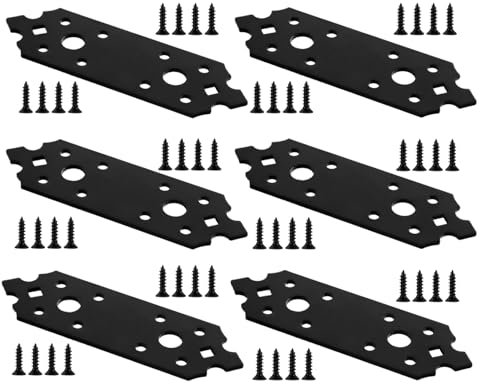 Lochplatte, 6 Stk Flachverbinder Holzverbinder, Metallverbinder Verbindungsplatten, Lochplatten Flachplatte, Schwarz Lochblech für Reparatur Befestigung Holz, Vintage, 130x40x2.5mm