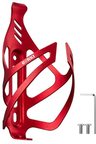 Corki Cycles Bike Water Bottle Holder Aluminum Alloy, Universal Bike Water Bottle Cage for Road, Mountain and Gravel Bikes -1 Pack - Red