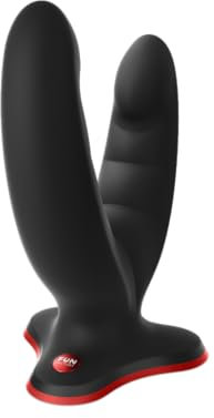 FUN FACTORY Doppeldildo RYDE (Schwarz) mit Rillenstruktur MADE IN GERMANY, stimulierendes Sexspielzeug für Frauen & Männer, 100% medizinisches Silikon, hautfreundlich & geruchsneutral