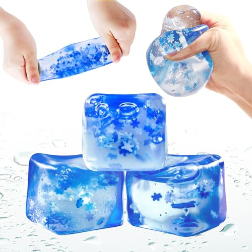 oyeftp Stressbälle Squeeze Cube - Antistressbälle für Kinder Erwachsene, Squeeze Spielzeug Squishies Ball, Anti Stress Spielzeug Bälle, Ice Cube Fidget Toy 3 Pack
