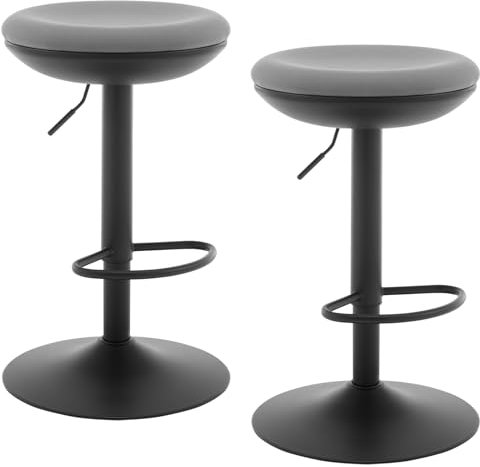 WOLTU Barhocker 2er Set, Hocker höhenverstellbar drehbar, Barstuhl Tresenhocker Bistrohocker, Drehhocker mit Fußstütze Metallgestell, für Bar Kücheninsel, Netzgewebe, Grau, BH414gr-2