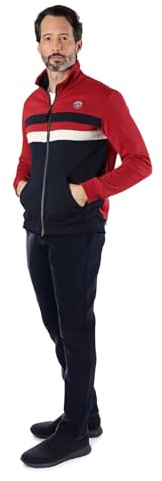 Leo Corsetteria Tuta uomo invernale felpata calda classica con zip cerniera tasche e pantaloni lunghi F.lli_Campagnolo Tg. M (46/48) Blu Bordeaux 8Q77146-8Q77275