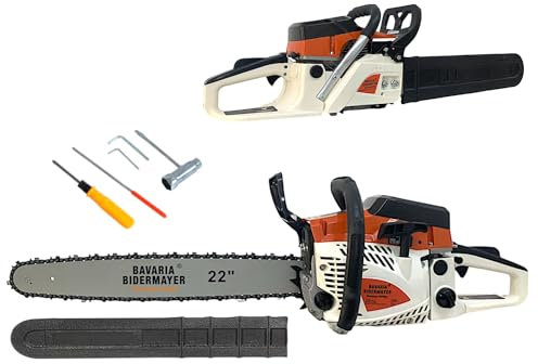 Motosega a Scoppio 62CC Motore 2 Tempi con Barra da 60cm Potenza 2.75KW 11000 Giri/min avviamento Easy-Start sistema antivibrazioni Kit Montaggio incluso da Abbattimento