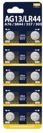 MZRAN Batterie a bottone AG13/L1154/LR44 da 1,5 V per dispositivi elettronici a bassa potenza (confezione da 10/20 pezzi)