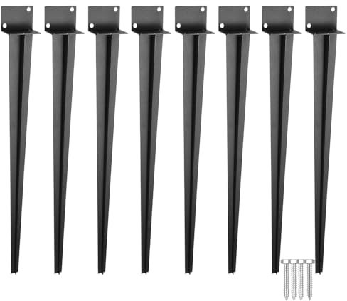 ISOISL Manicotto per pali in legno, lunghezza 55 x 700 mm, supporto per pali da inserire, con punta lunga, manicotto per recinzioni, progetti da giardino (8 pezzi)