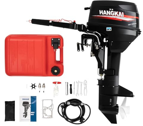 JAYGOVAN HANGKAI 12HP 2 Stroke Outboard Motor, 169CC Heavy Duty Short Shaft Fishing Boat Engine w/Water Cooling System & CDI Ignition System Gas Powered Fishing Boat Motor for Aquaculture Outdoor