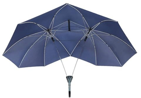 Pjeghbvop Cómodo paraguas doble para parejas con toldos de fácil funcionamiento para excursiones al aire libre, azul marino