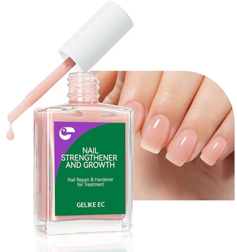 Gelike ec Durcisseur des Ongles à Croissance Remplisseur de Rayures - Renforceur d'Ongles Rose Nu - Réparation pour Ongles Minces Endommagés et Cassants 15ml