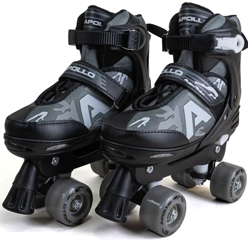 Apollo Champion Regolabile Quad Skate – Pattini a rotelle regolabili per bambini, comodi e regolabili, per ragazze e ragazzi, taglie 31-42