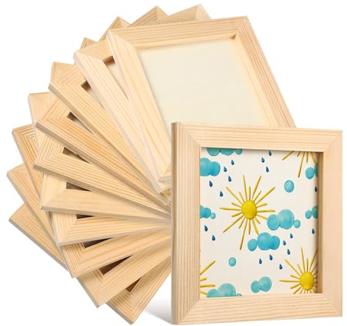 TOYANDONA 10 Pack Wooden Picture Frames for Crafts, 4. 72 Photos Diy Wood Frames for Crafting,unfinished Standing Photo Diy Wood Decorate for Birthday Party Halloween Gifts