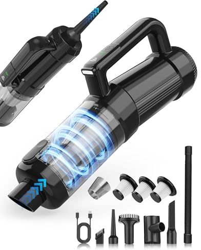 Leucher Handheld Vacuum Cordless, 18000PA Strong Suction Car Vacuum Cleaner Portable with Brushless Motor & LED Light, Hand Vacuum with Multi-Nozzles & Washable Filter for Home Office, Car, Pets