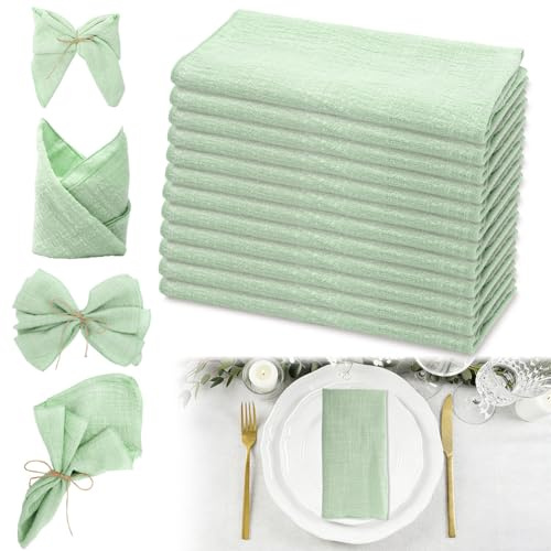 Tovaglioli in cotone, set da 12 tovaglioli in tessuto verde, cotone, 43 x 43 cm, tovaglioli in cotone, riutilizzabili, per matrimoni, compleanni, feste di famiglia