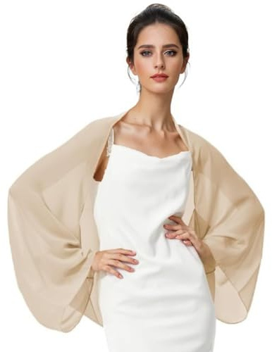 Proumhang Elegant Chiffon Shawl med Ärmar för Brudar & Gäster,Lättvikts Sommar Scarf Cape,Fest & Bröllopsaccessoar för Kvinnor