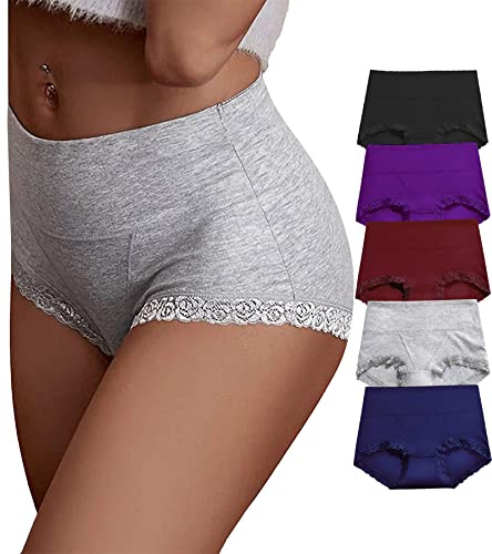 OPIBOO Tummy Control Cotton Underwear Women Stretch Comfortable High Waisted Postpartum Panties Ladies Soft Breathable Full Coverage Briefs Packs