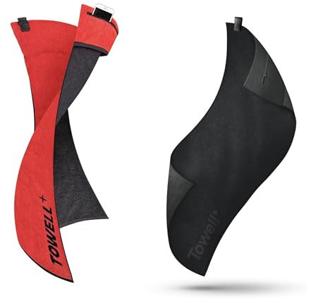 STRYVE | Towell + Mixed | Sporthandtuch mit Tasche und Magnetclip, Bekannt aus Die Höhle der Löwen | All Black + Rot