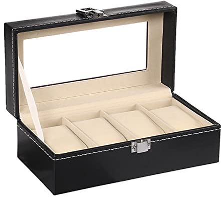 Milageto Caja de Reloj de Material Cuero PU, pequeña Sala Relojes para Organizador de Almacenamiento Caja de Almacenamiento de Relojes Estuche de Colecc, 4 Ranuras, Individual